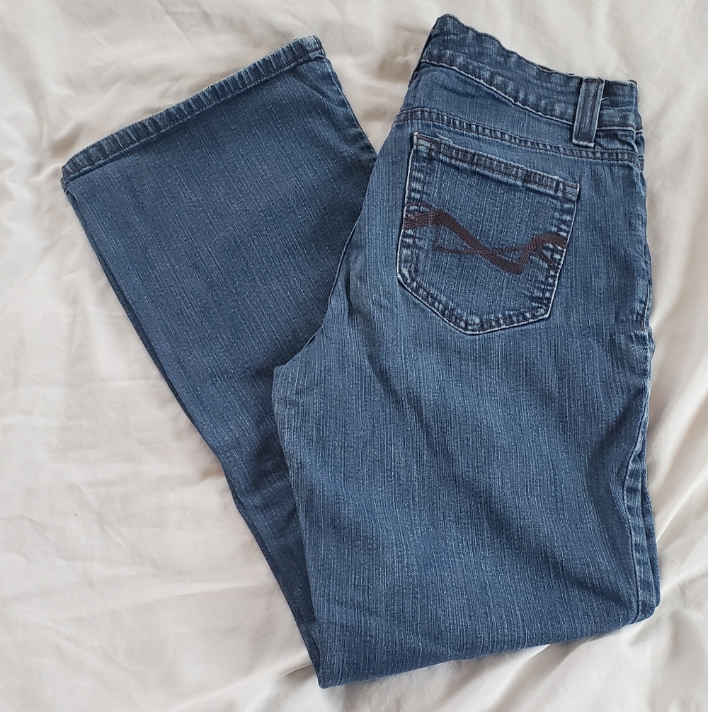 Nine West Vintage America Jeans Distressed Blue Denim Jeans, Size 8 Short